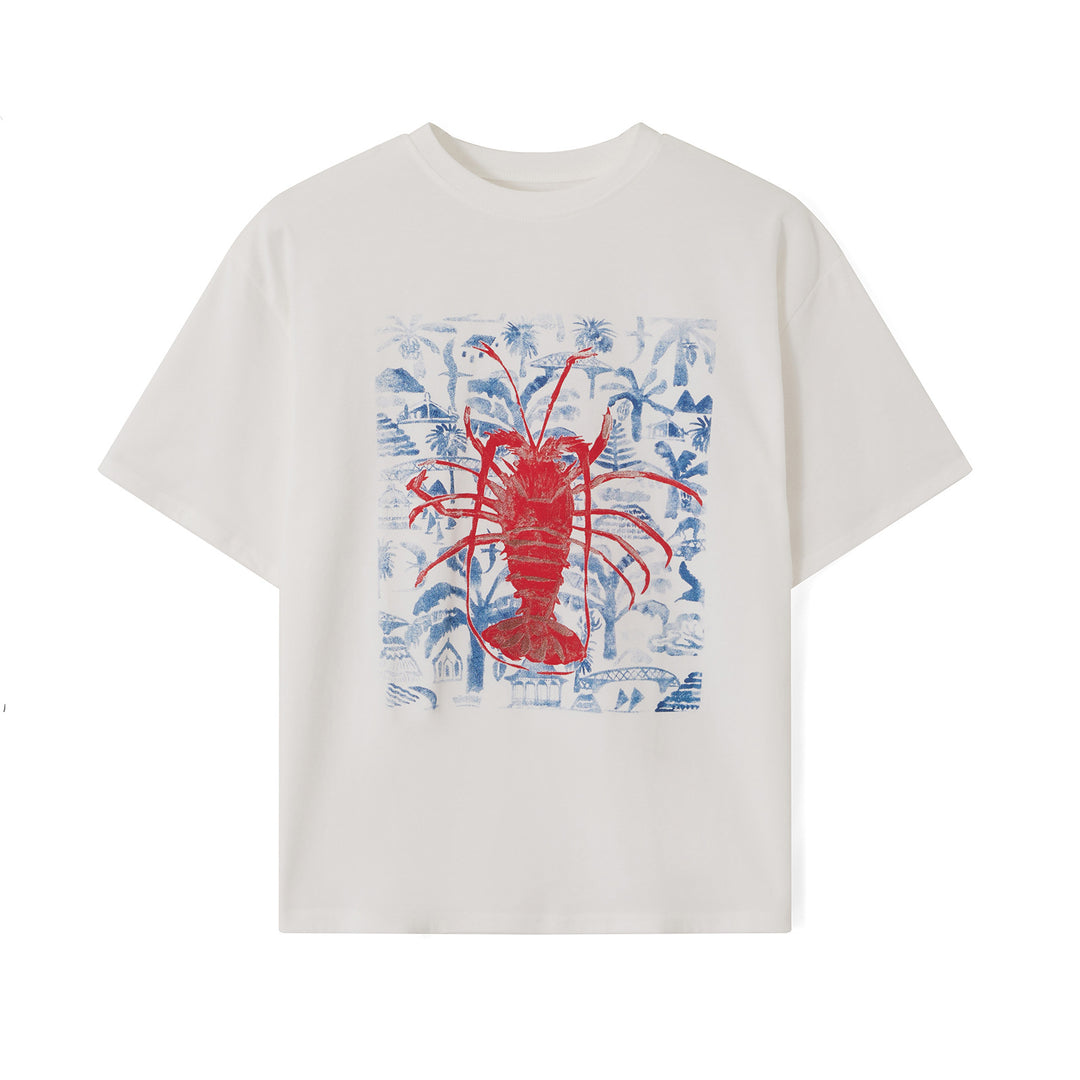 Dame T-skjorte med kunstnerisk motiv i vintage-stil Skjora