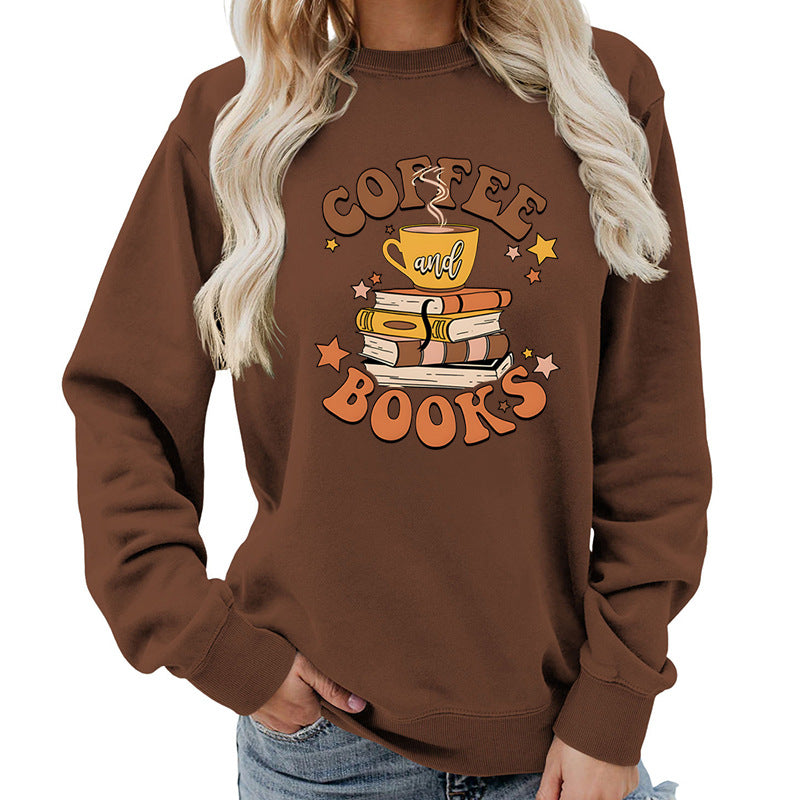 Dame sweatshirt med kreativ kaffebokdesign Skjora