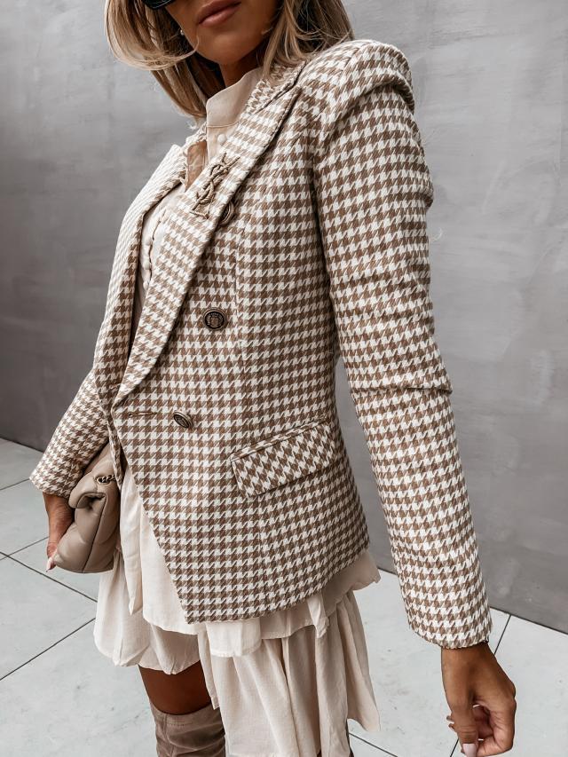 Kvinnes rutete mønster blazer med elegante detaljer Skjora