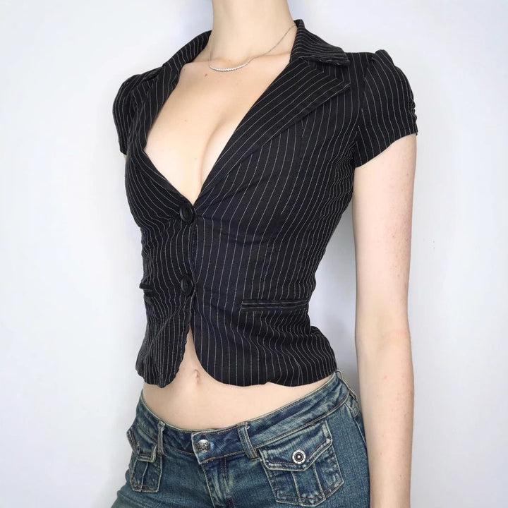 Dame Blazer med figursydd snitt og moderne striper Skjora