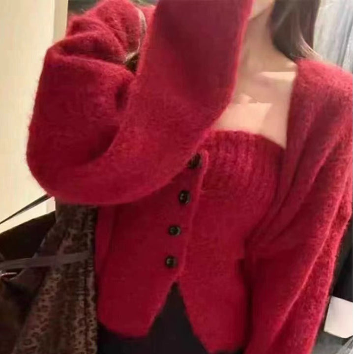 Dame cardigan med knapper og åpne fronter Skjora