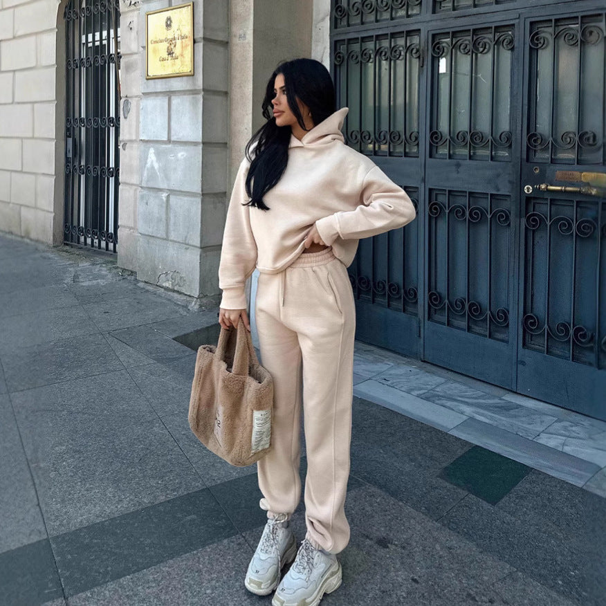 Dame Casual Hettegenser og Joggedrakt med Elastisk Liv og Oversized Snitt