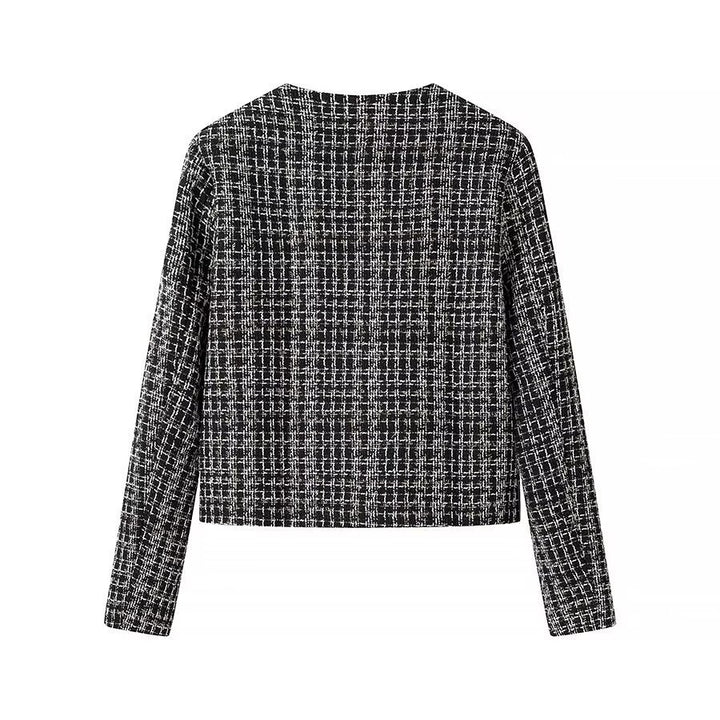 Kvinne Fashion Boucle Jakke med Knapper Skjora