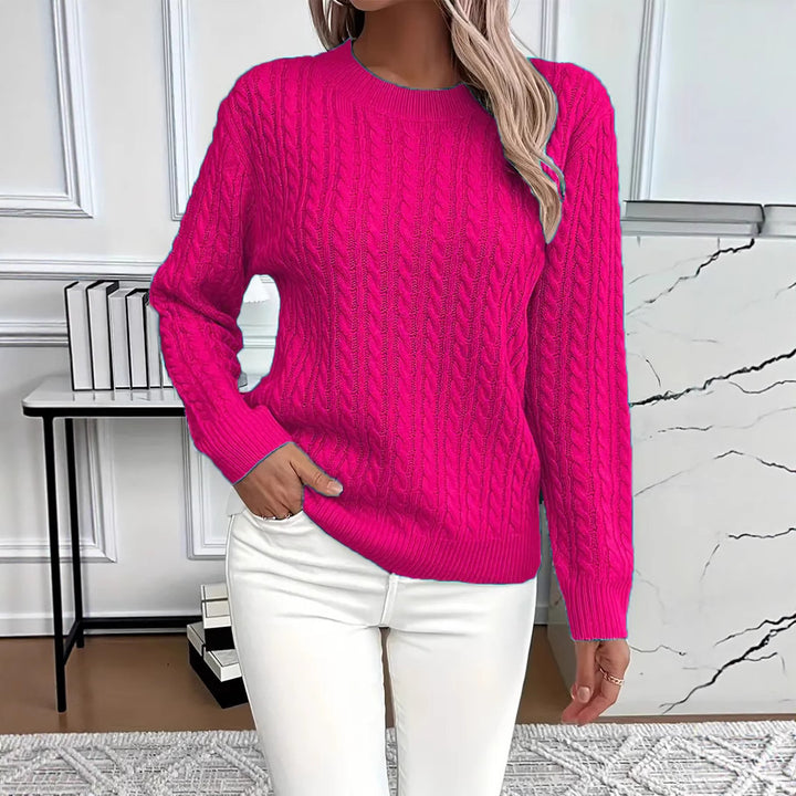 Women's Knitted Sweater with Elegant Cable Design Skjora