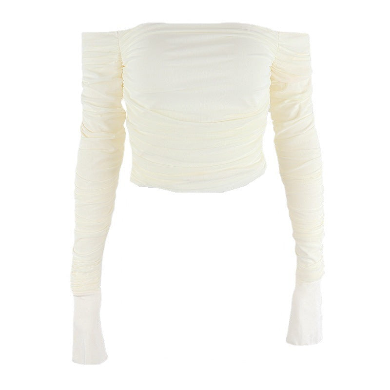 Dame Off-Shoulder Langermet med Volanger Skjora
