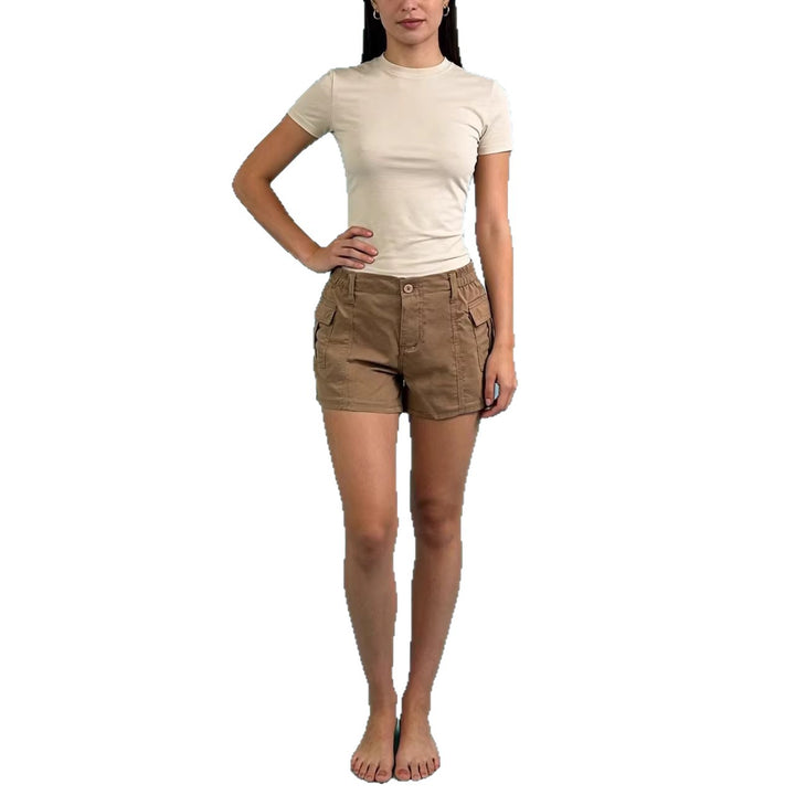 Dame Cargo-shorts med funksjonelle sidelommer og elastisk belte Skjora
