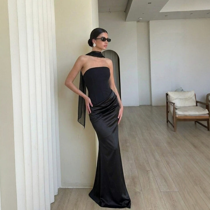 Dame Bodycon Kveldskjole med elegant Drapering Skjora