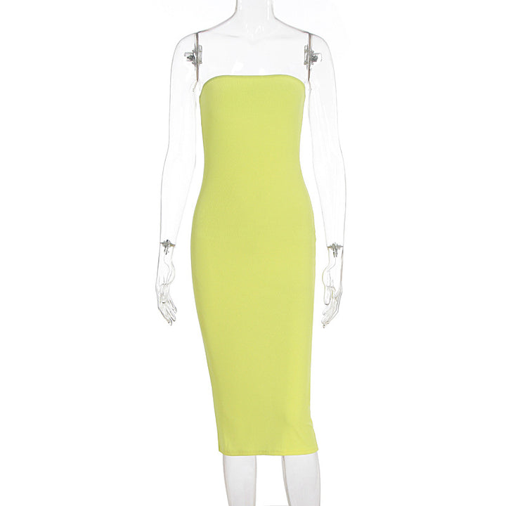 Dame Basic-Bodycon Kjole uten stropper Skjora