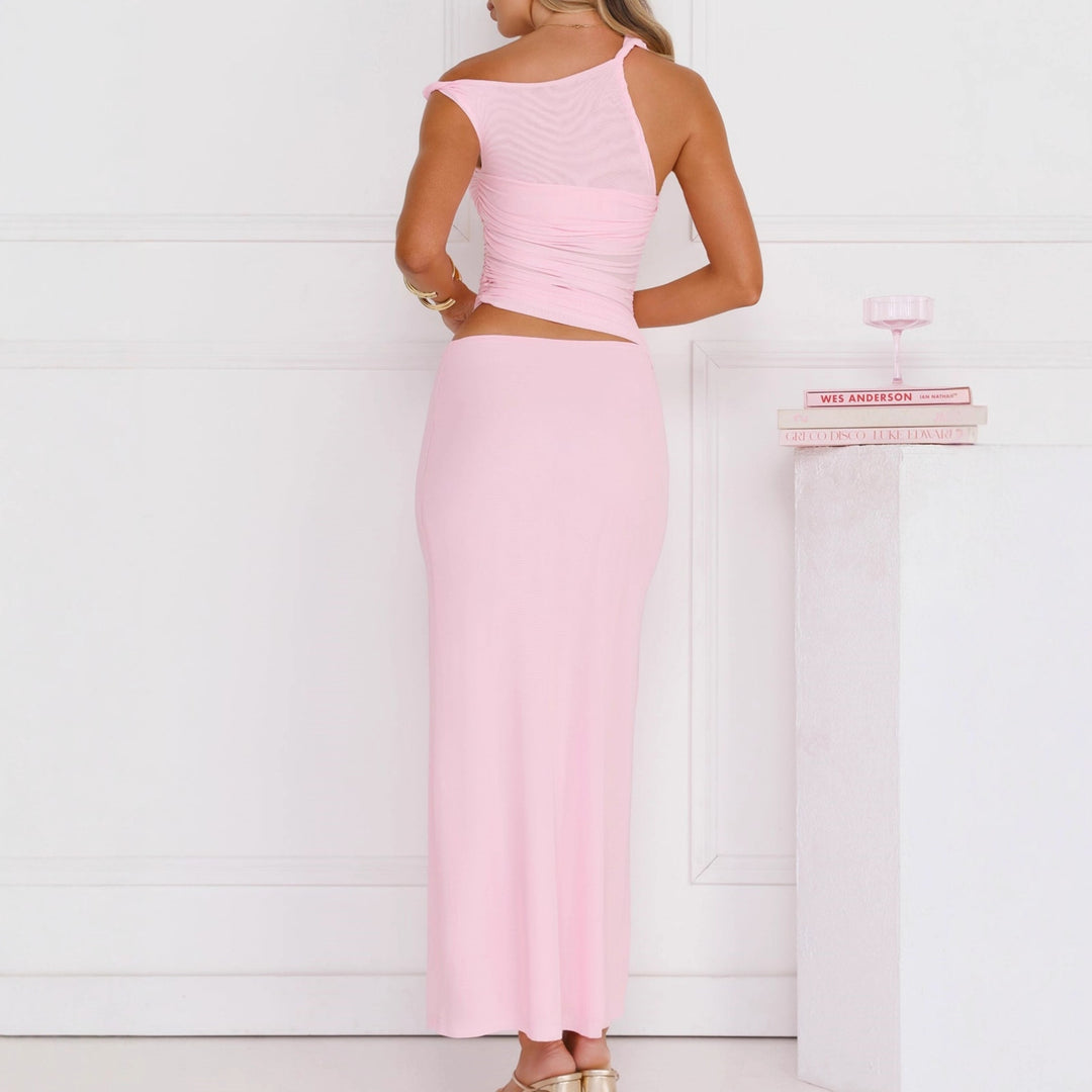 Damer Elegante omslagskjole med asymmetrisk design og rynking Skjora