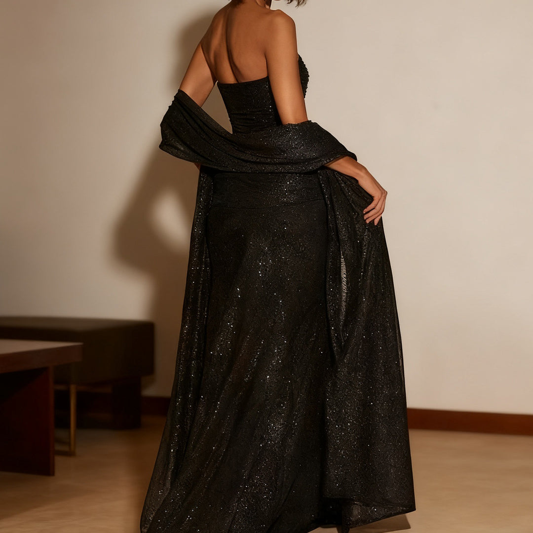 Dame Strapless Glamour Kjole med elegante sjal Skjora