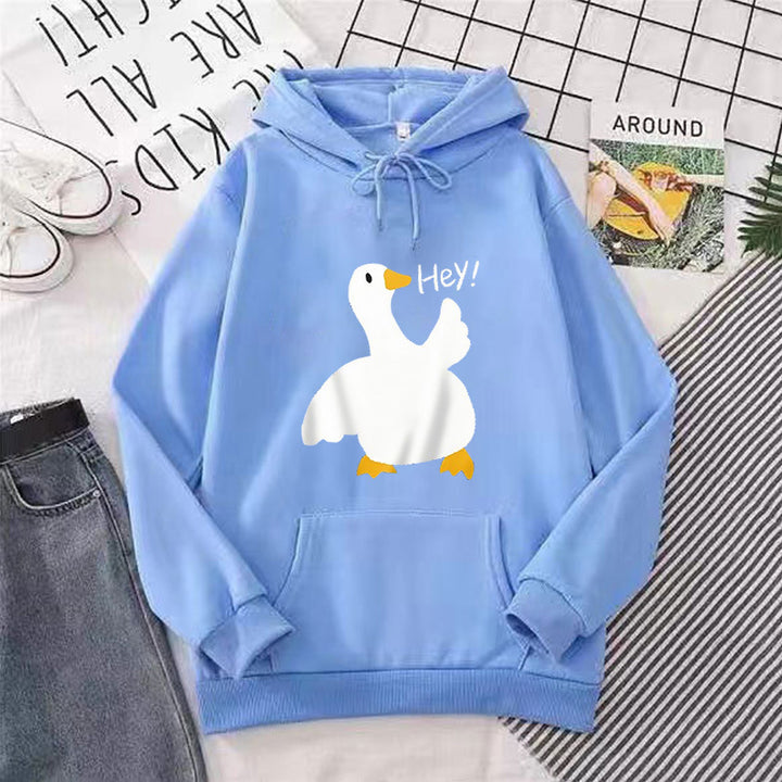 Damen Kapuzenpullover mit verspieltem Entenmotiv Skjora