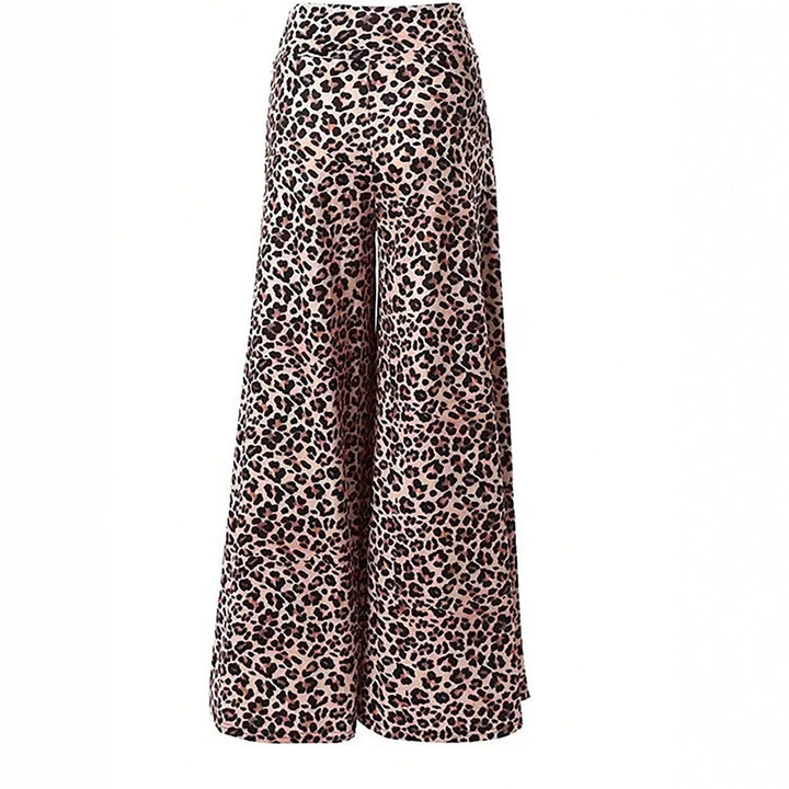 Damer Elegante Leopardsmønster Palazzo-bukser Skjora