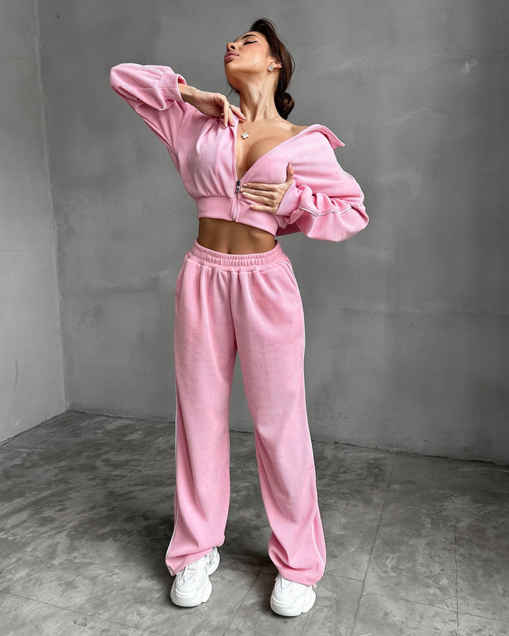 Damer Avslappet Loungewear Sett med Hette og Løs Passform Skjora