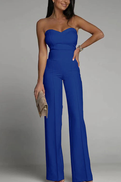 Dame elegant jumpsuit med av-skulder design og bred ben Skjora
