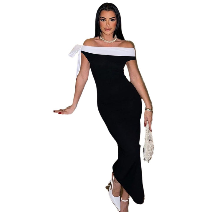 Dame Elegant off-shoulder maxikjole med sløyfedetalj Skjora