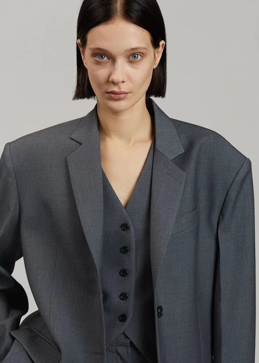Damer Elegant Oversize-Blazer med matchende buksedrakt Skjora