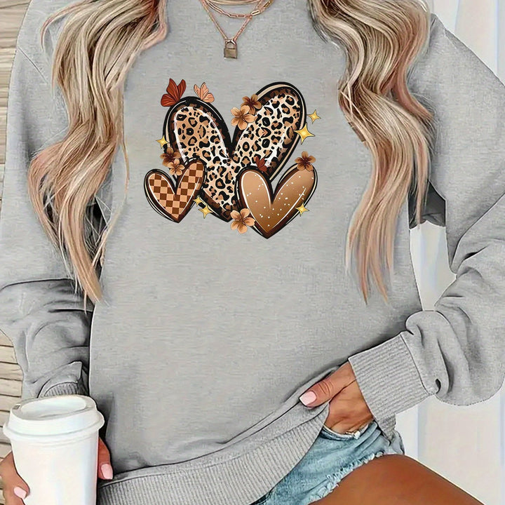 Kvinnelig sweatshirt med attraktive hjerte-motiver Skjora