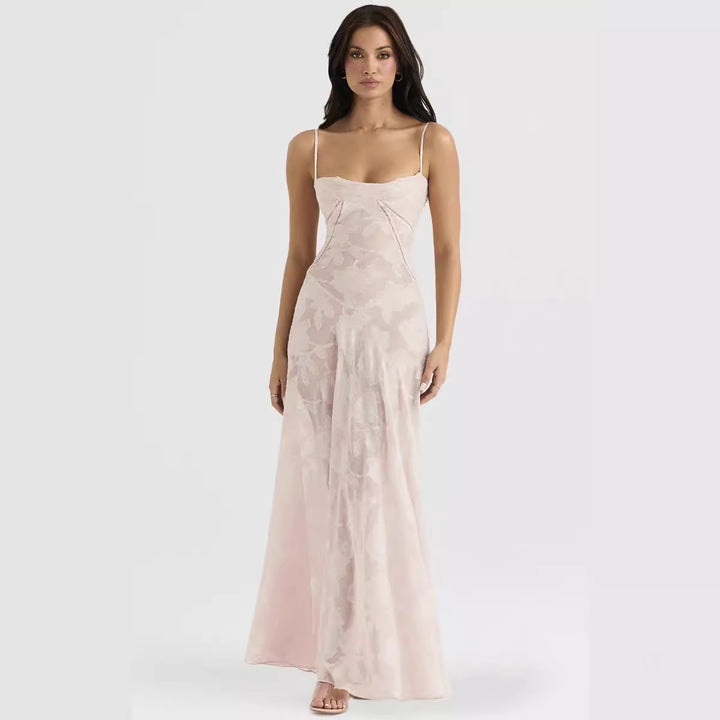 Damen Elegantes Maxikleid mit floralem Häkelmuster und raffiniertem Schnitt Skjora