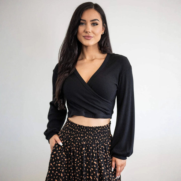 Kvinnes elegant omslag genser med lange ermer Skjora