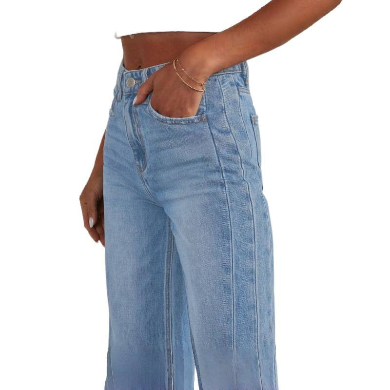 Dame Bredde Denim-Bukser med rå kant og praktiske lommer Skjora