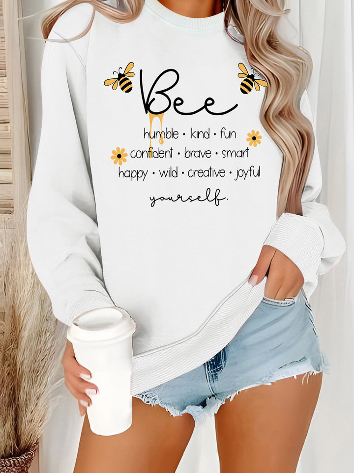 Dame sweatshirts med inspirerende bien mote og positive affirmasjoner Skjora