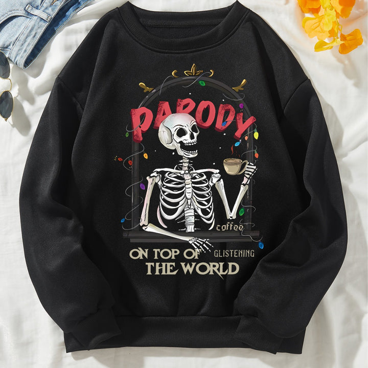 Damer sweatshirt med humoristisk skjelettmotiv Skjora