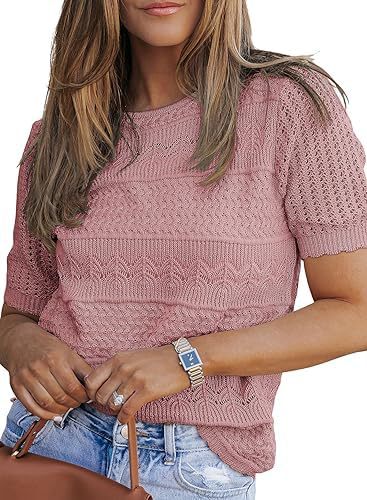 Kvinnens strikkede topp med unik teksturert design Skjora
