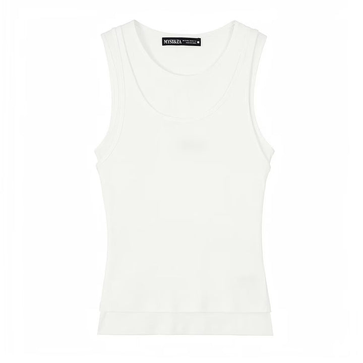 Dame ermeløs tanktop i høy kvalitet stretch-materiale med figursydd snitt Skjora