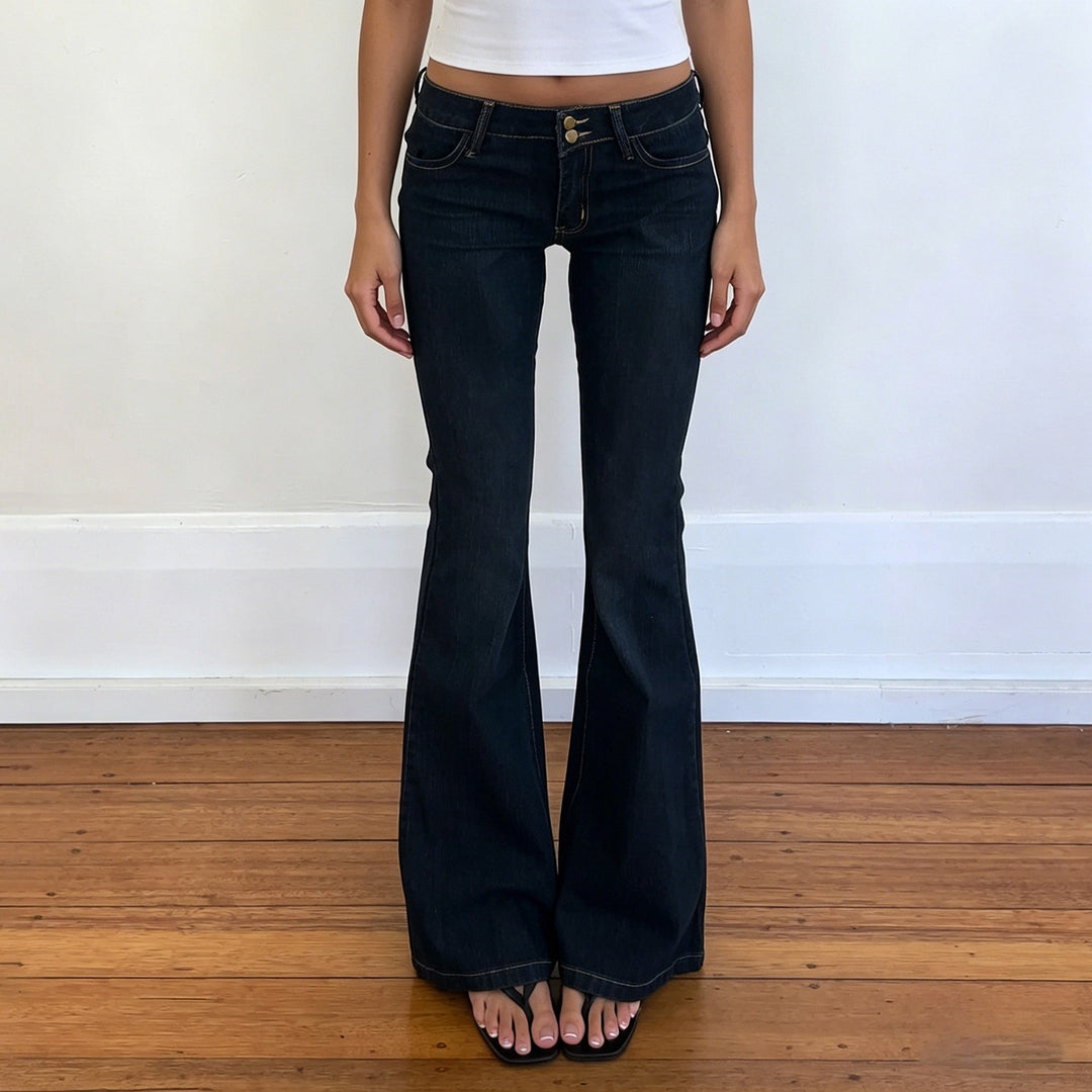 Dame Bootcut Jeans med høy midje og elegant sømføring Skjora