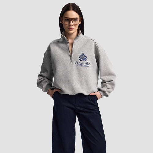 Damer Sommer Zip Genser med høy-kvalitets broderidesign og avslappet passform Skjora