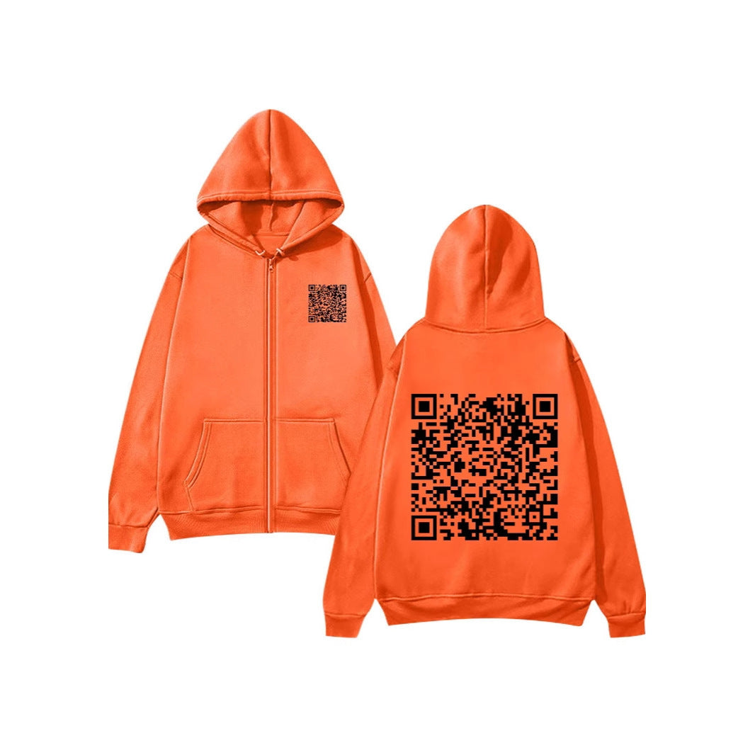 Damegen hettejakke med QR-kode design og myk fleece Skjora