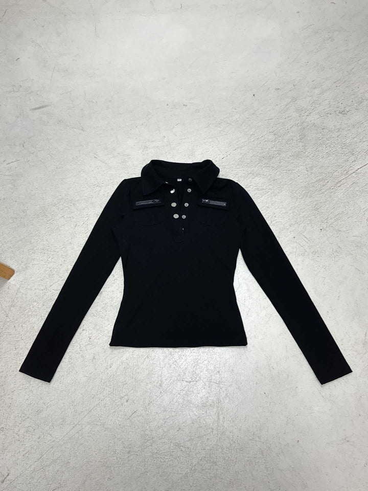 Dame polo skjorte med stilige lommer og elegante trykknapper Skjora