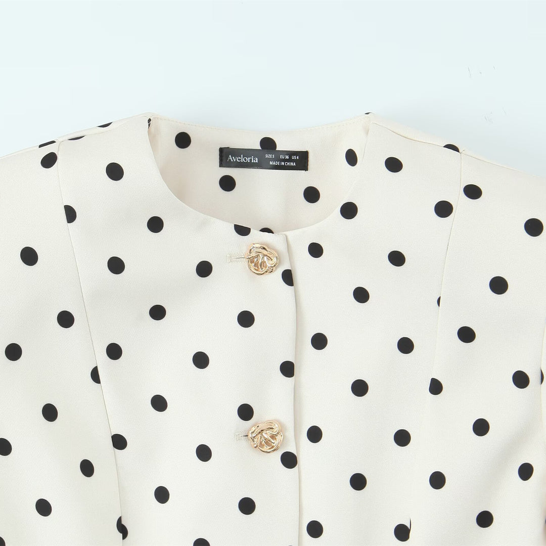 Dame elegant blouse med pufferm og knappedetaljer Skjora