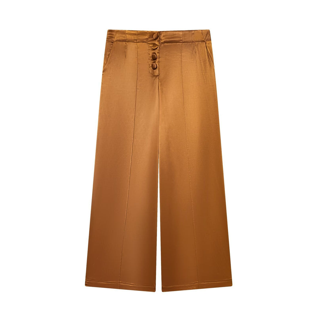 Damer elegant culotte-bukse med knapppdetaljer og høy midje Skjora