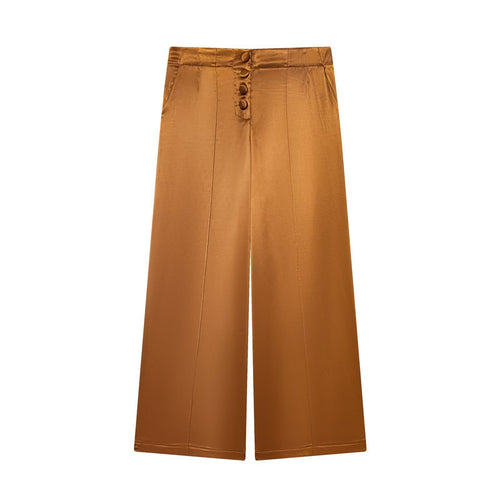 Damer elegant culotte-bukse med knapppdetaljer og høy midje Skjora