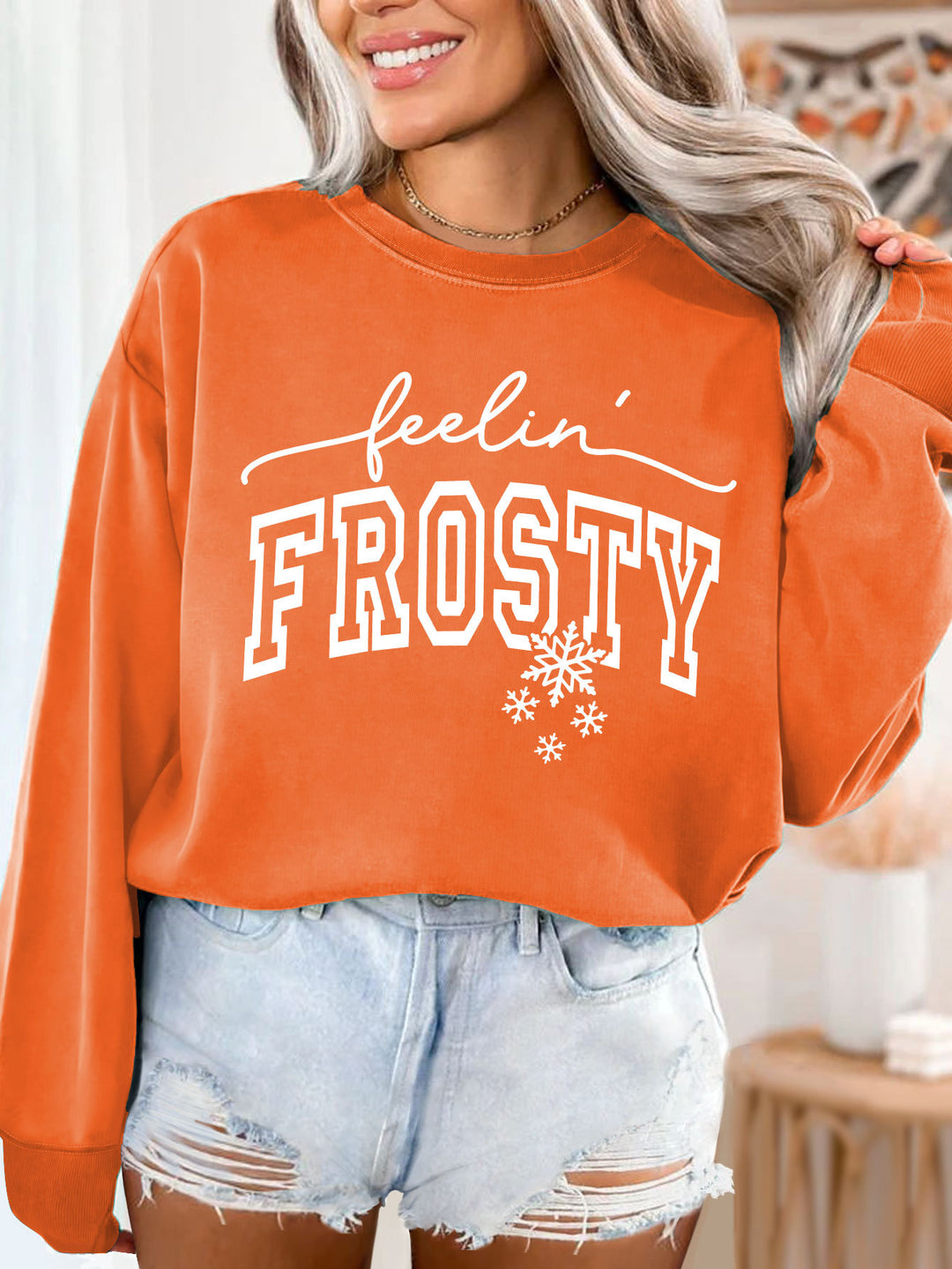 Dame sweatshirt med grafisk trykk Skjora