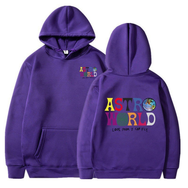 Damegens hoodie med lekent grafisk design og myk innside Skjora