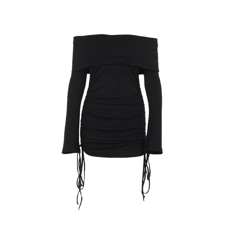 Damer Off-Shoulder Topp med rynker og snor detaljer Skjora