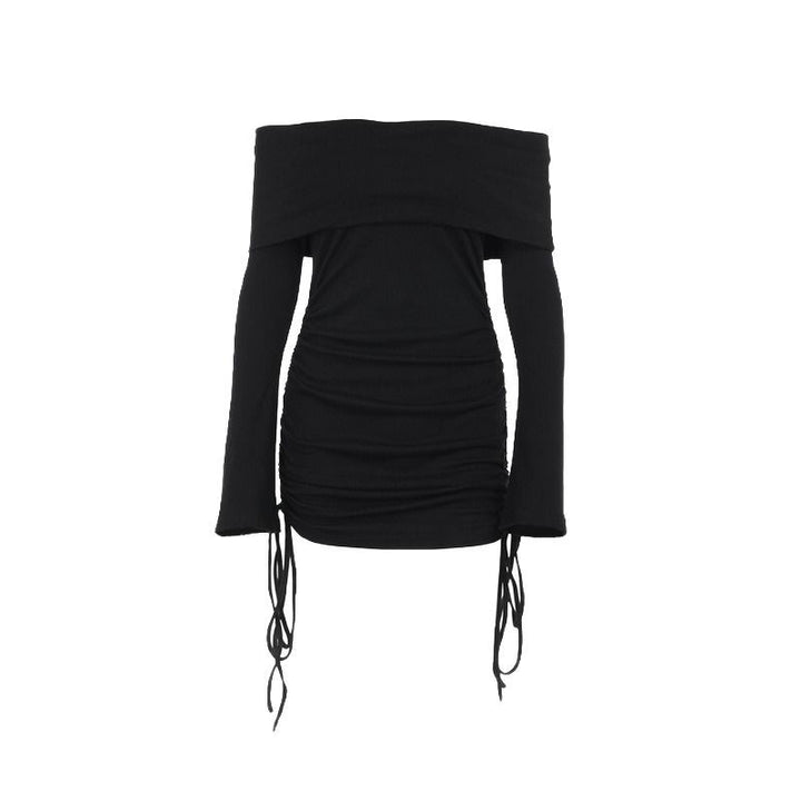 Damer Off-Shoulder Topp med rynker og snor detaljer Skjora