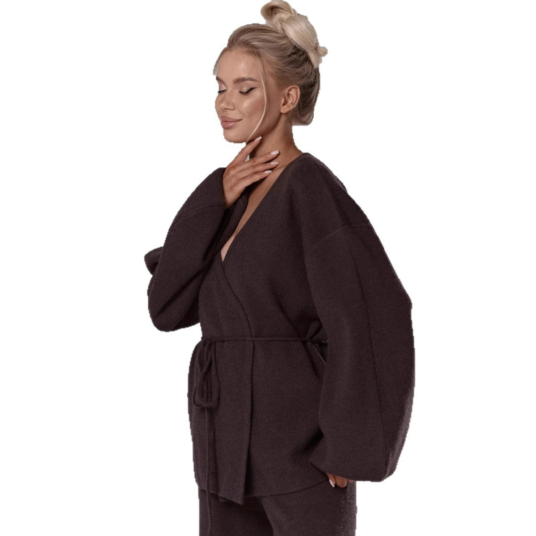 Dames lounge-set med avslappet kimono-topp og behagelige bukser Skjora