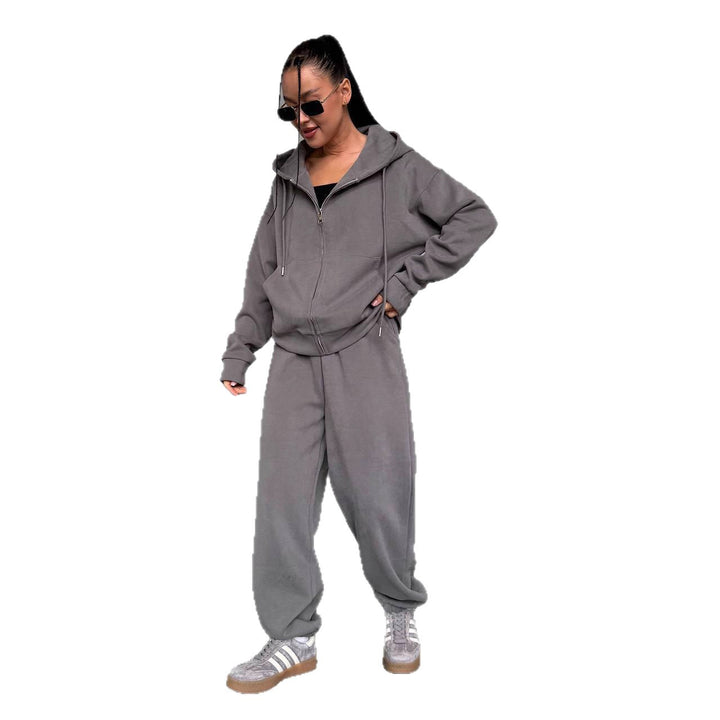 Kvinnekoselig hettegenser jumpsuit med høy kvalitets glidelås og avslappet passform