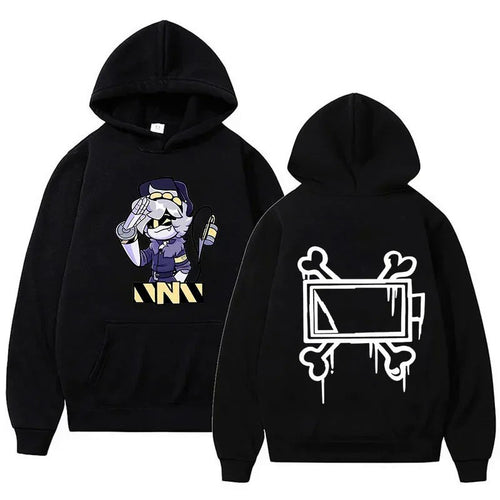 Dame hoodie med kreativt tegneseriemotiv Skjora