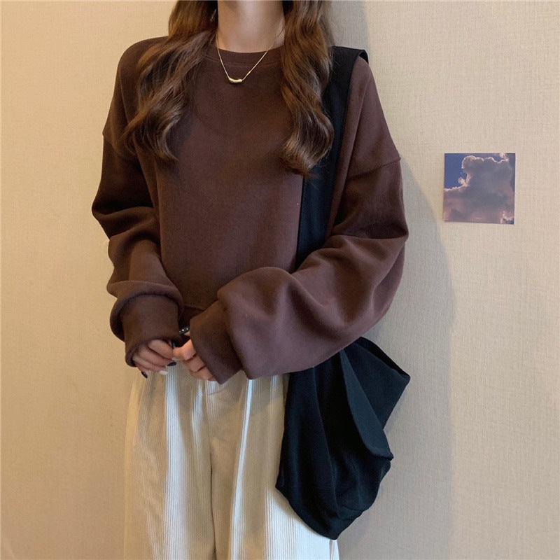 Kvinners avslappet oversized sweatshirt med komfortkrage og myke mansjetter