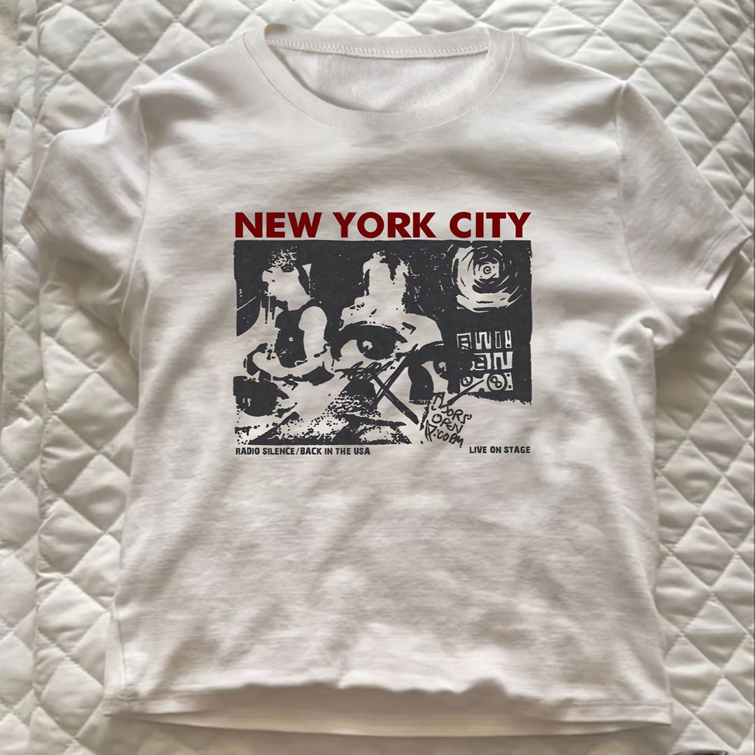 Dame Grafikk T-skjorte med kreativt New York City motiv Skjora