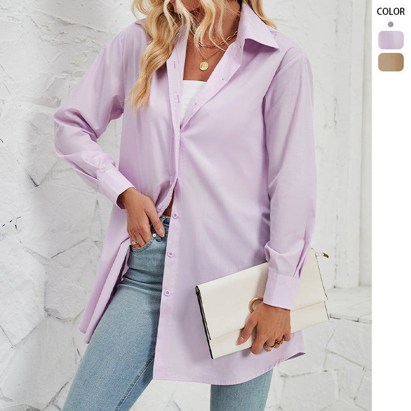 Kvinne skjorte bluse med en elegant oversized passform og klassiske knappdetaljer Skjora