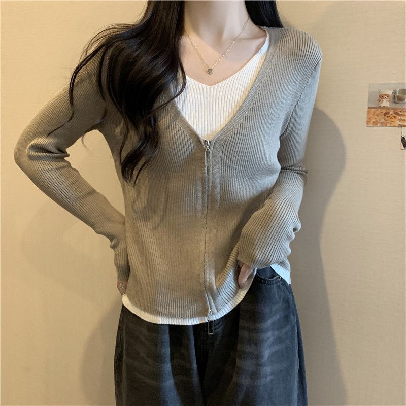 Dame cardigan med høykvalitets glidelås Skjora
