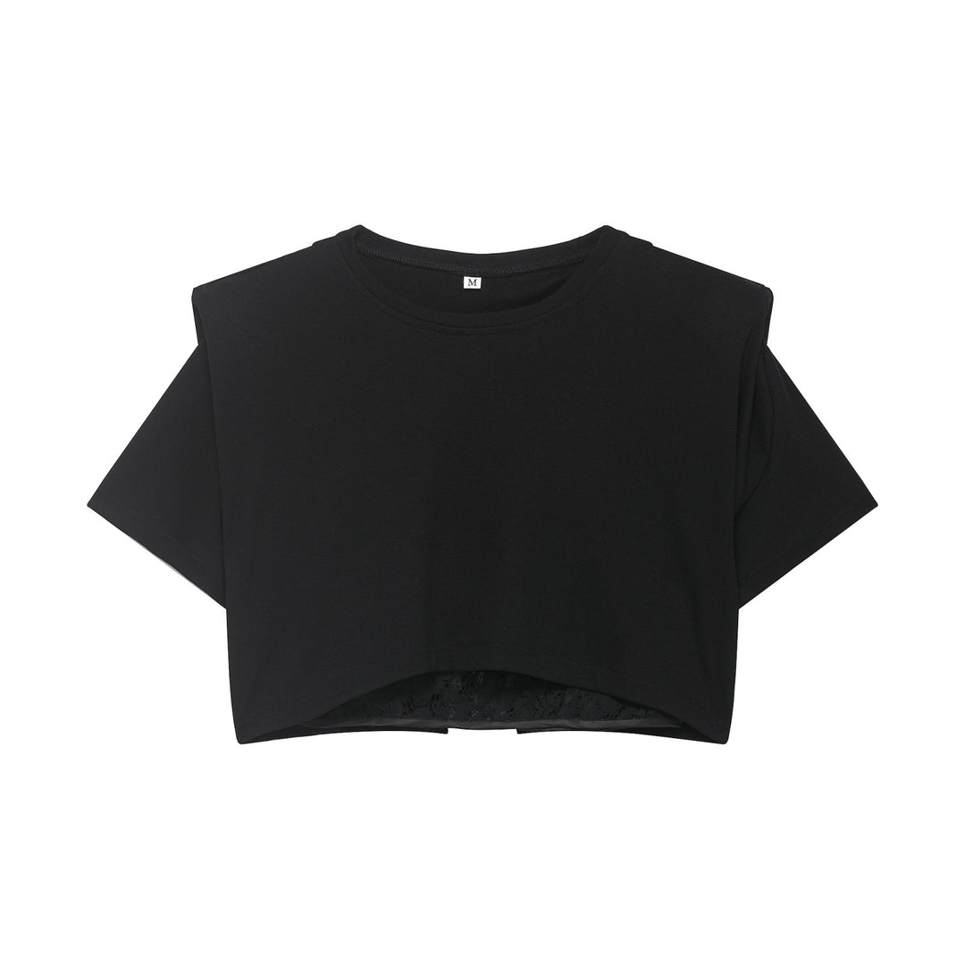 Dame Crop-T-skjorte med elegant spissunderlag Skjora