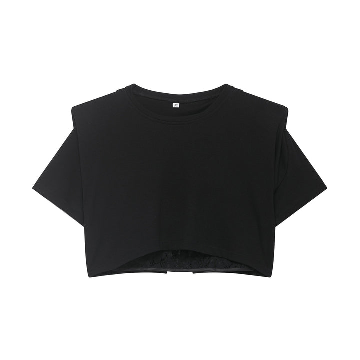 Dame Crop-T-skjorte med elegant spissunderlag Skjora