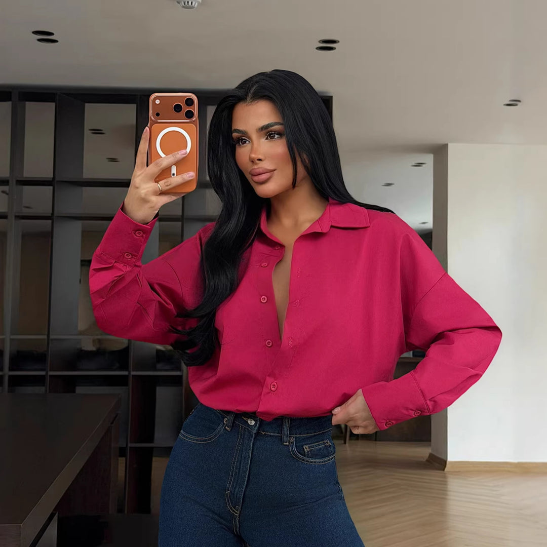 Kvinnelig elegant skreddersydd bluse med knappestolpe Skjora