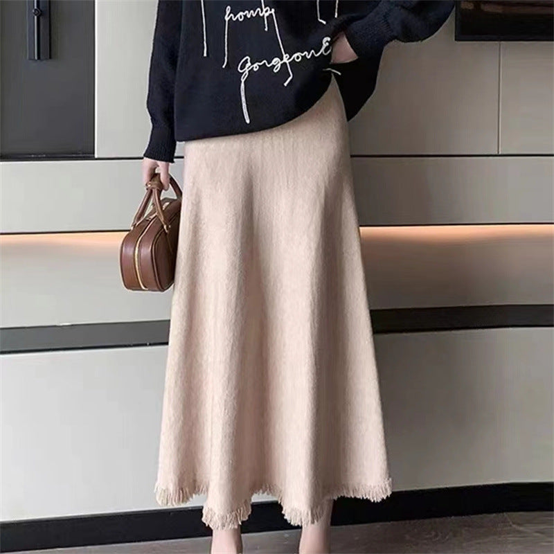 Damer elegant midi skjørt med frynser Skjora